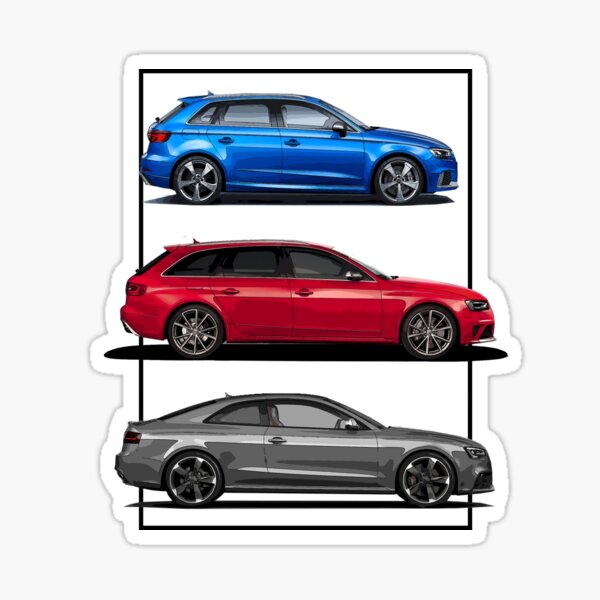 Sticker avec l'œuvre « Audi RS3 Sportback » de l'artiste Lowtirecullture