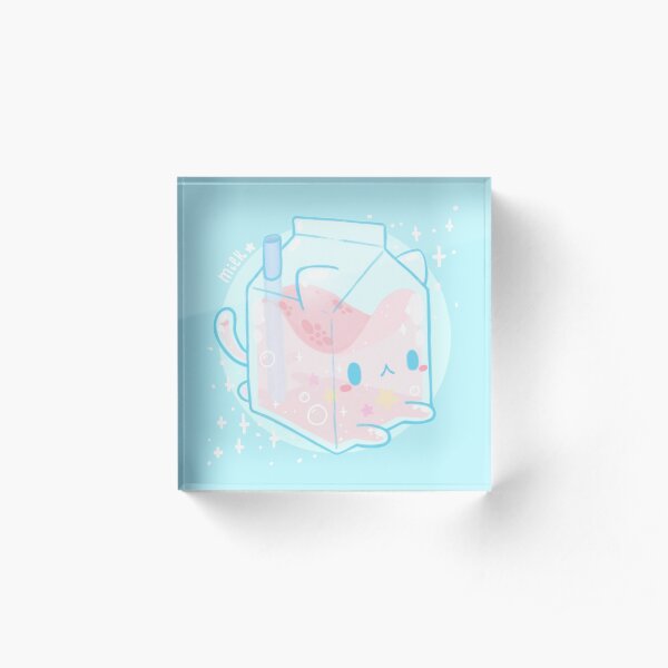 Cartón de leche de fresa adorable - Comida kawaii Bloque acrílico
