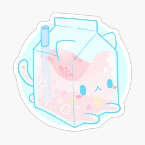 Cute strawberry milk - Kawaii food Sticker