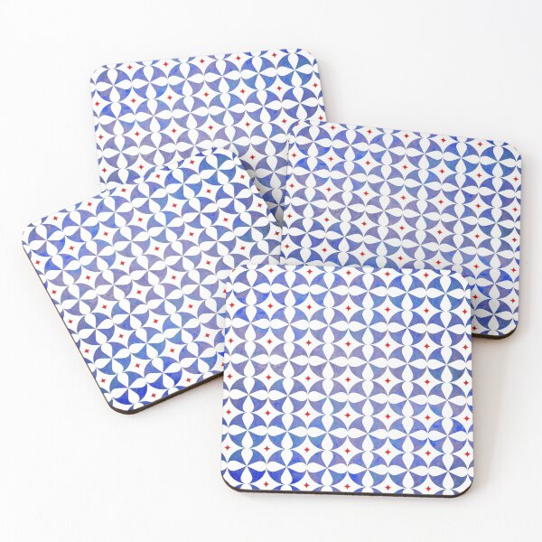 Item preview, blue, white pattern - geometric, seamless mosaic design designed and sold by ohaniki.