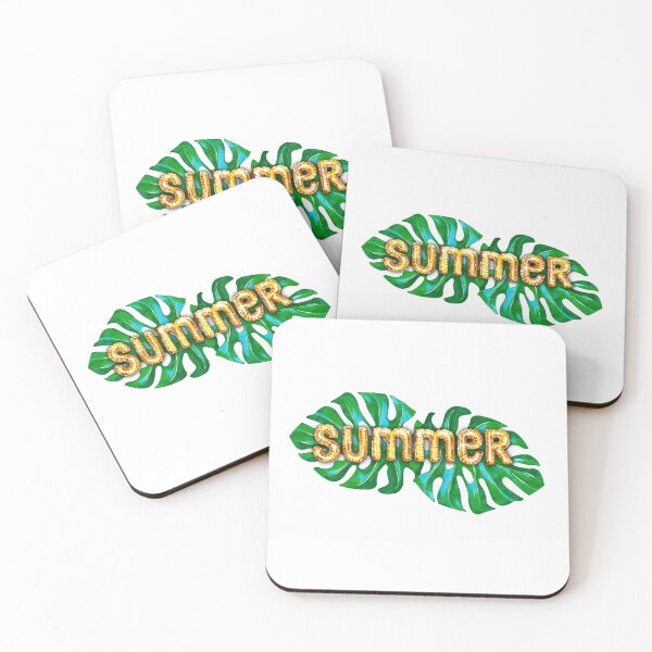Item preview, Monstera leaves with golden summer lettering. designed and sold by Colibri77.