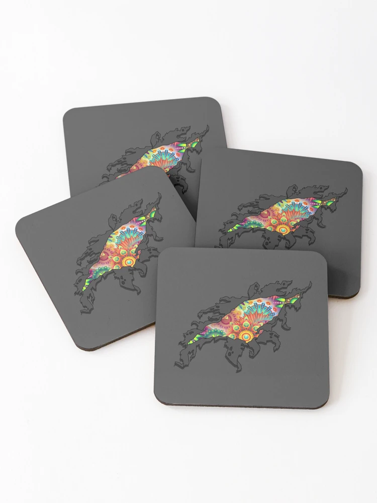 Thumbnail 1 of 5, Coasters (Set of 4), Multicolour Rip designed and sold by WildGeometric.