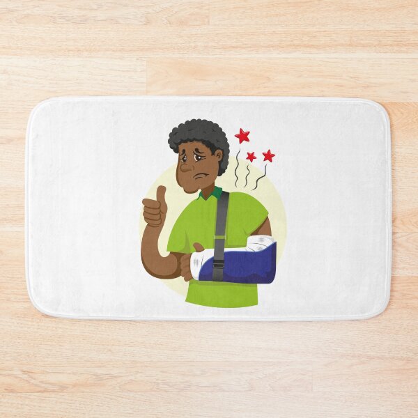 Item preview, Mascot ben person man afro-descendant, with arm bandaged, fracture, immobilized, using orthopedic sling designed and sold by LucianoCosmo.