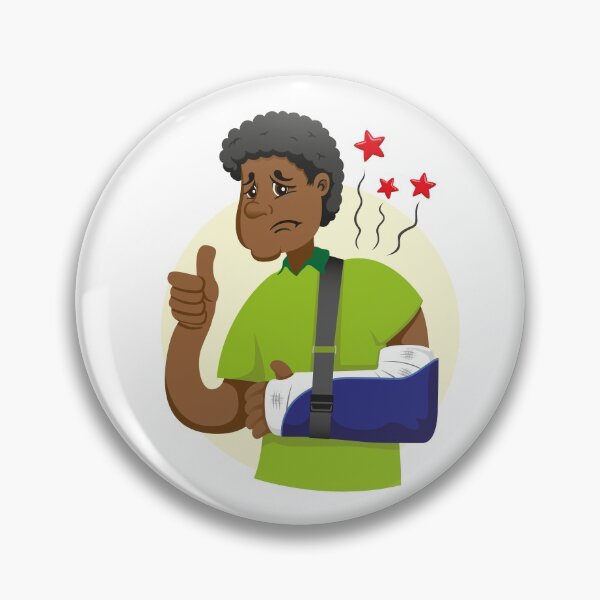 Item preview, Mascot ben person man afro-descendant, with arm bandaged, fracture, immobilized, using orthopedic sling designed and sold by LucianoCosmo.