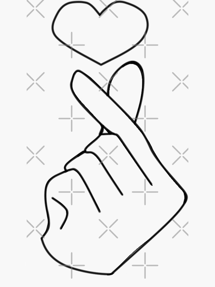 " Korean Finger Heart Kpop graphic design" Sticker for Sale by