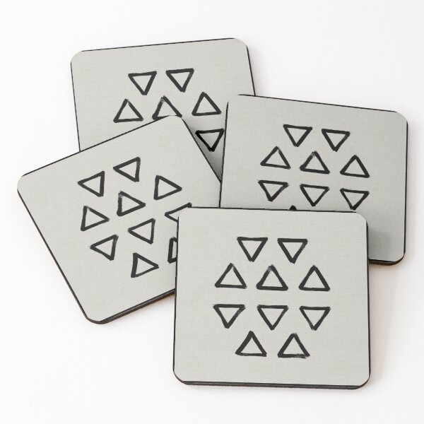 Item preview, Black ink brushed triangles pattern with textured neutral background designed and sold by misentangled.