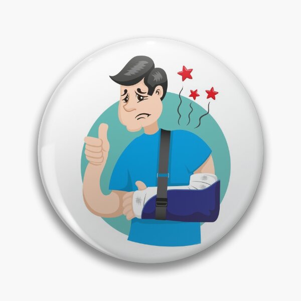 Item preview, Mascot bob person man caucasian, with arm bandaged, fracture, immobilized, using orthopedic sling designed and sold by LucianoCosmo.