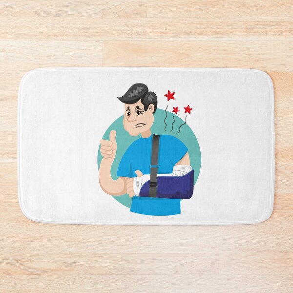 Item preview, Mascot bob person man caucasian, with arm bandaged, fracture, immobilized, using orthopedic sling designed and sold by LucianoCosmo.