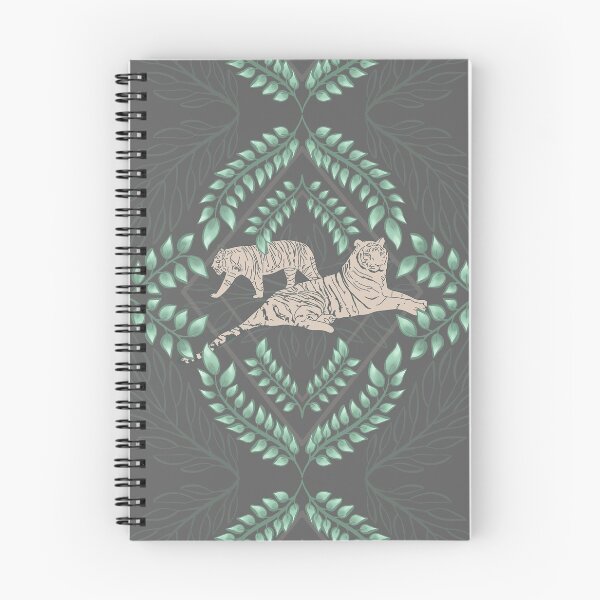 Item preview, Tiger Friends Big Cat Jungle Art With Modern Leaves in Grey designed and sold by Nugget Of Happiness.