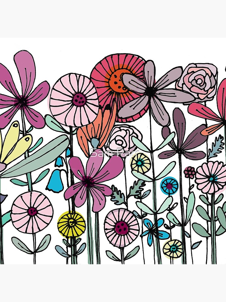 Floral Daisy Linework drawing by SamJane