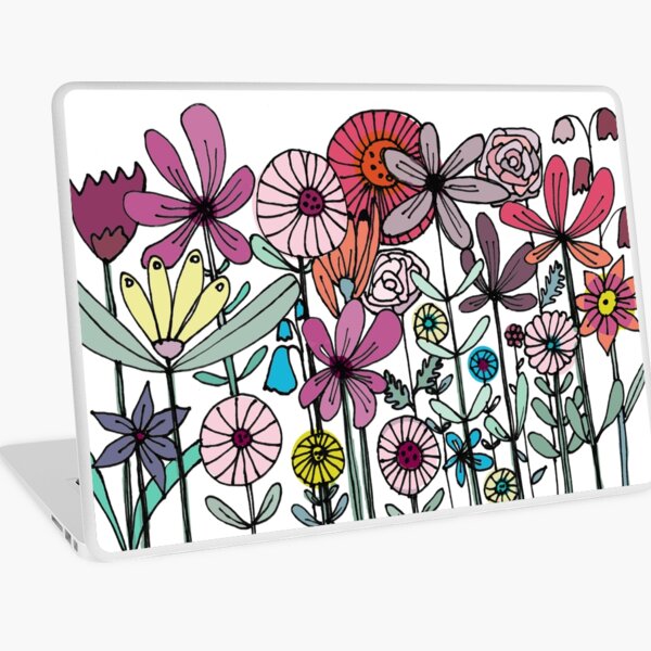 Floral Daisy Linework drawing Laptop Skin