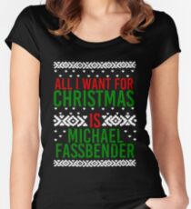 All I Want For Christmas (Michael Fassbender) Women's Fitted Scoop T-Shirt