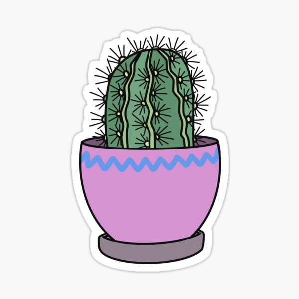 Pink Potted Cactus Sticker
