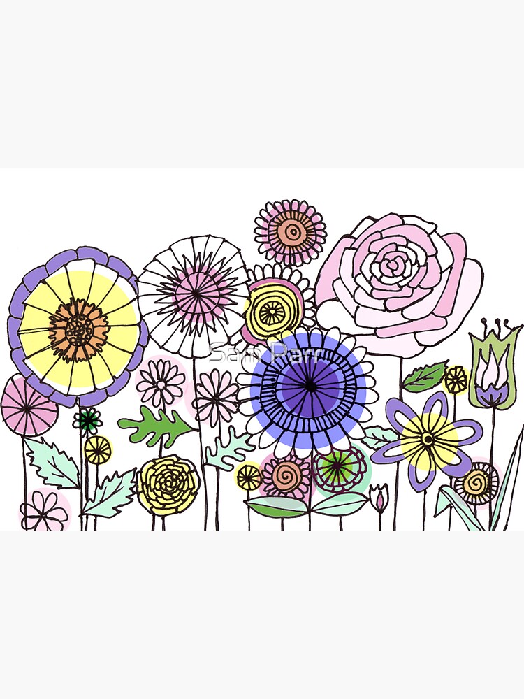 Floral Rose linework drawing by SamJane