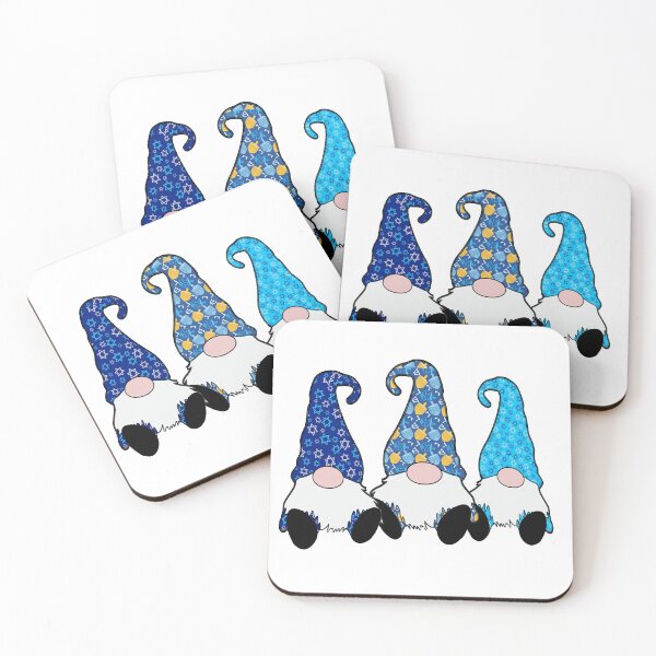 Item preview, 3 Hanukkah Gnomes Elves Cute Blue Dreidel Hats designed and sold by funnytshirtemp.