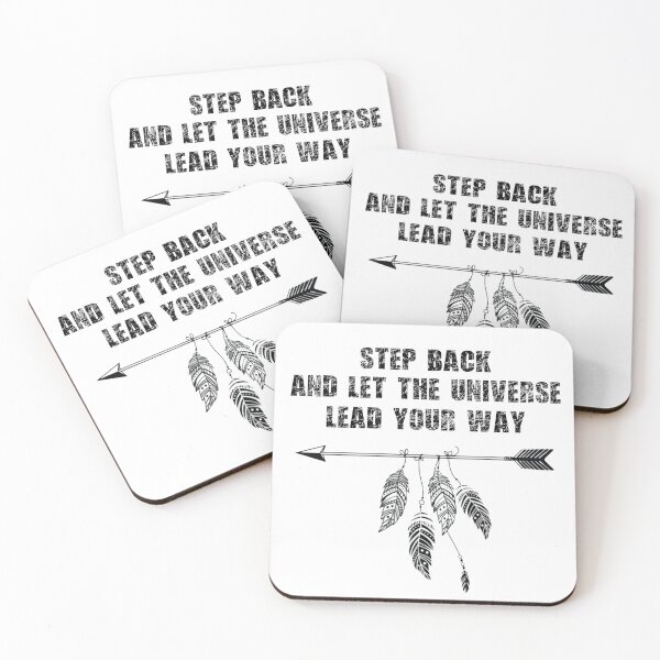 Item preview, Step Back and let the universe lead your way, Arrow, Feather, Quote, Motivational, Inspirational, Phrase, Positivity,  designed and sold by belllieve.