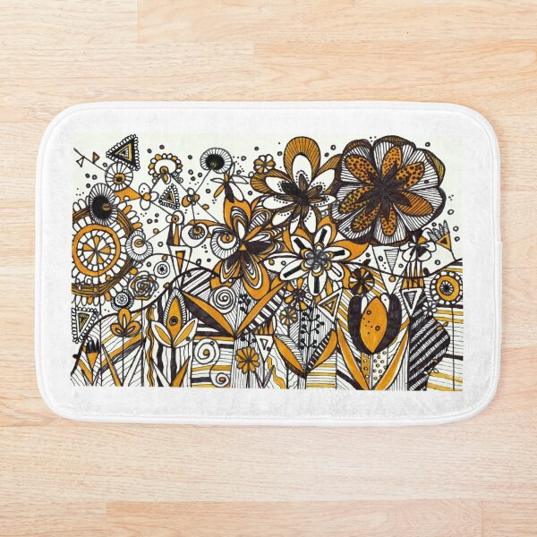 Item preview, Mustard Black and White Floral pattern batik/African style designed and sold by Sam Parr.