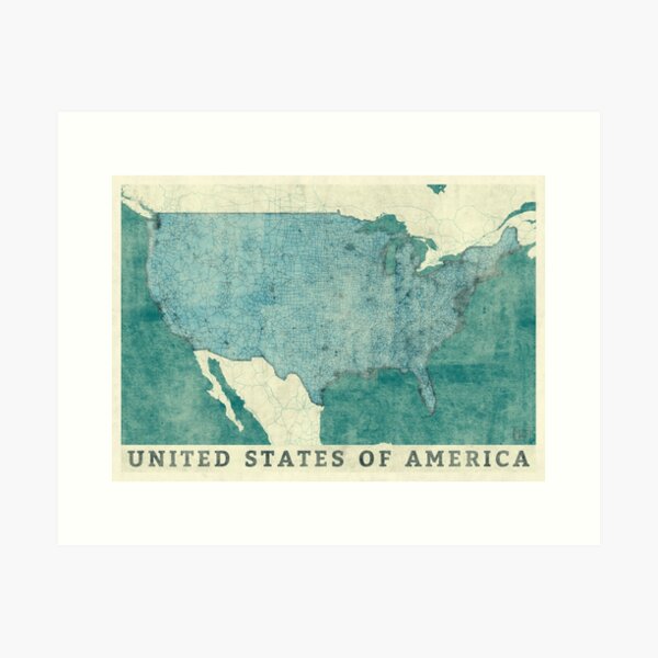 Item preview, United States Of America Map Blue Vintage designed and sold by HubertRoguski.