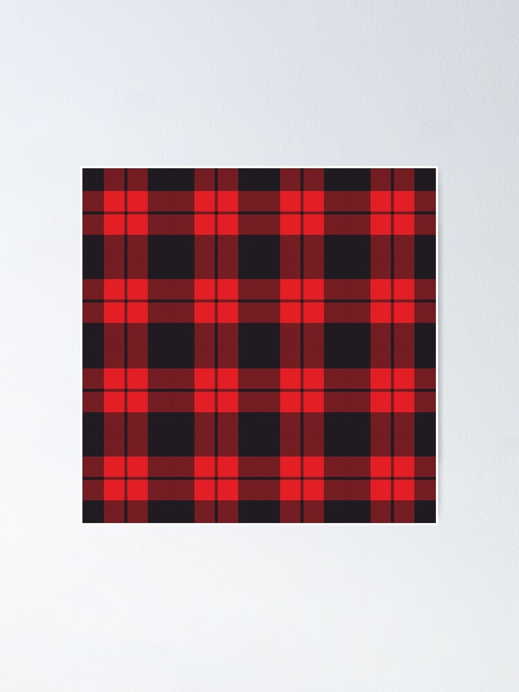 Hand-Painted Red and Black Buffalo Check Gingham Square Pattern