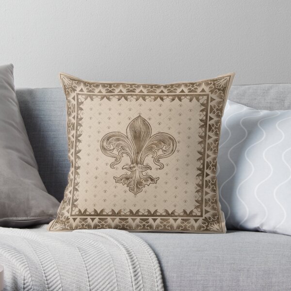 Fleur-de-lis - Pastel Gold Throw Pillow