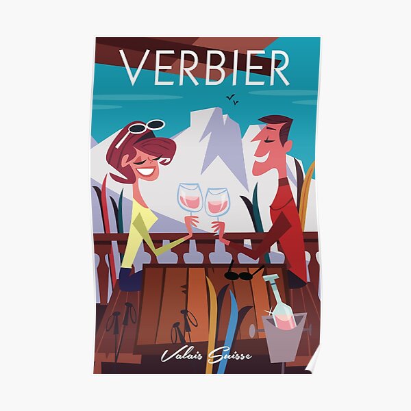 Verbier ski poster Poster