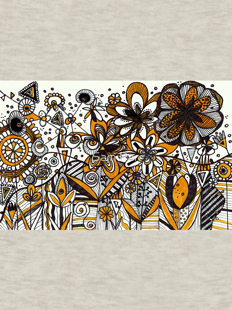 Mustard Black and White Floral pattern batik/African style by SamJane