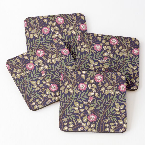 Item preview, SWEET BRIAR Art Nouveau Rosa Verde Gris Oscuro Estampado Floral designed and sold by BulganLumini.