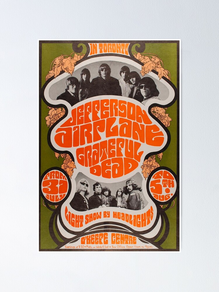 Alternate view of Jefferson Airplane and Grateful Dead gig poster Poster