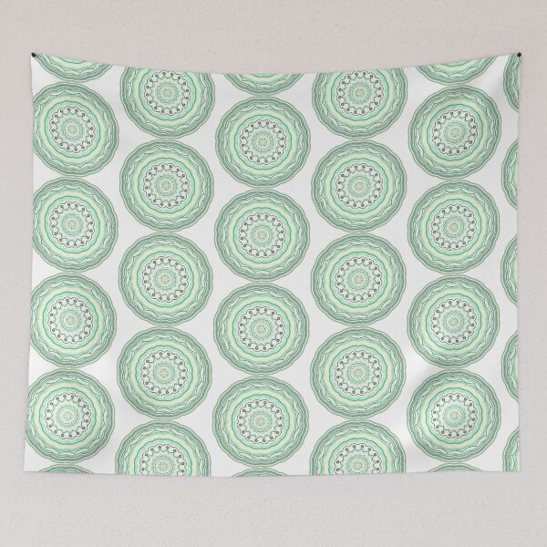 Item preview, Green yellow henna-inspired geometric pattern designed and sold by MargheritaLidia.