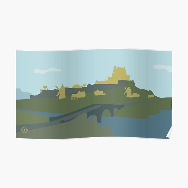Skyrim Whiterun Landscape Vector Artwork Poster