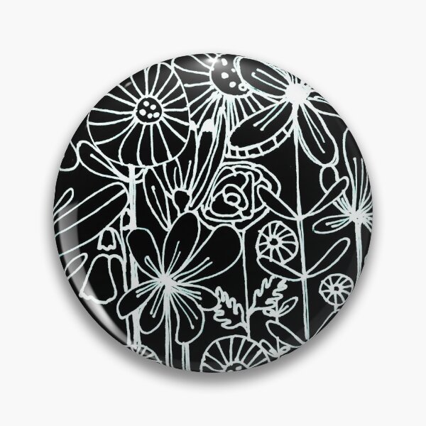 Item preview, Reversed line drawing white on black flowers  designed and sold by Sam Parr.