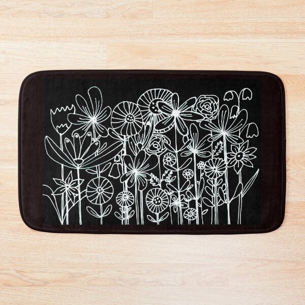 Item preview, Reversed line drawing white on black flowers  designed and sold by Sam Parr.