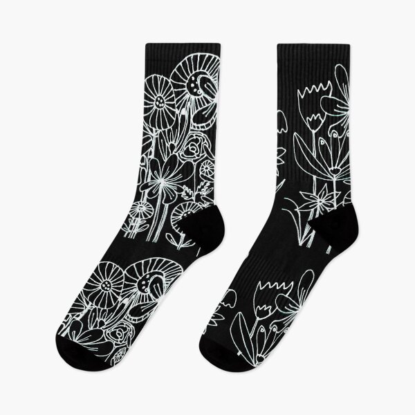 Item preview, Reversed line drawing white on black flowers  designed and sold by Sam Parr.