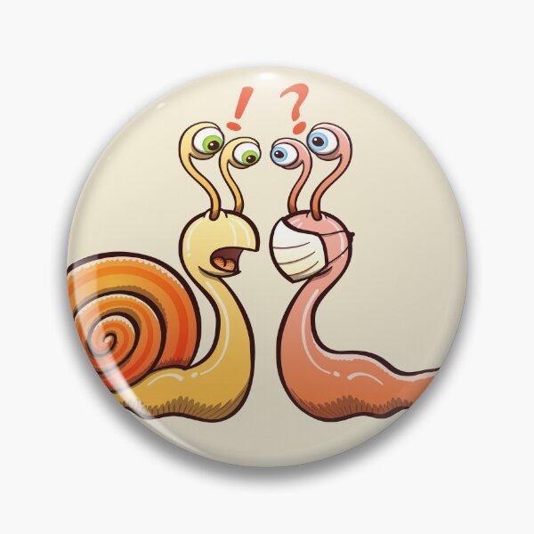 Item preview, A snail carrying its shell and a slug wearing a face mask have an encounter designed and sold by Zoo-co.