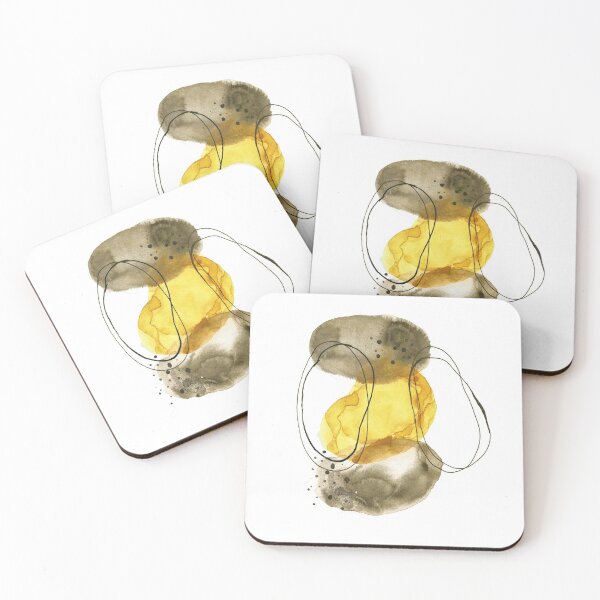 Item preview, Gold and Grey Ink Watercolor Abstract designed and sold by sylviabosky.