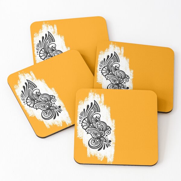 Item preview, Floral Bird Pattern, Henna Inspired Yellow White Design designed and sold by NMARTWORKS.