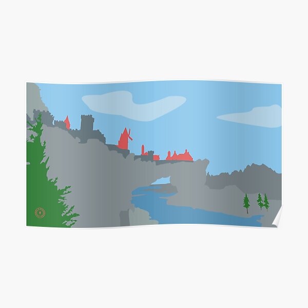 Skyrim Solitude Landscape Vector Artwork Poster