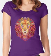 Geometrischer Löwe Tailliertes Rundhals-Shirt