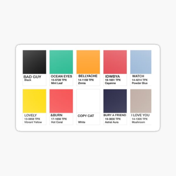 Billie Eilish Pantone Songs Sticker