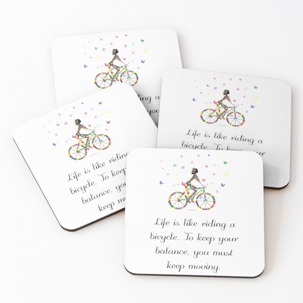 Item preview, Life is like riding a bicycle, to help your balance, you must keep moving. Woman riding a Bicycle, Butterfly, Quote designed and sold by belllieve.