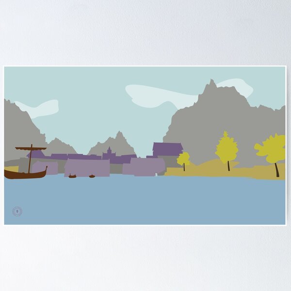Item preview, Skyrim Riften Landscape Vector Artwork designed and sold by Tamriel's Wanderer.
