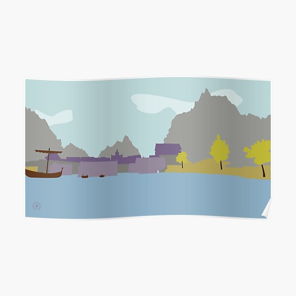 Skyrim Riften Landscape Vector Artwork Poster