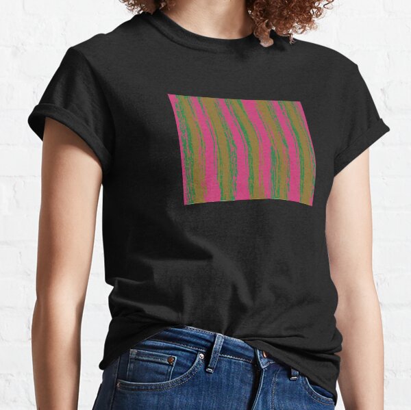 Magenta & Green Stripes Classic T-Shirt