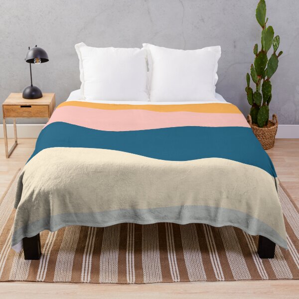 Item preview, Mountains Minimalist Abstract Color Block in Blue, Mustard Yellow, Gray, Pink, and Cream designed and sold by kierkegaard.