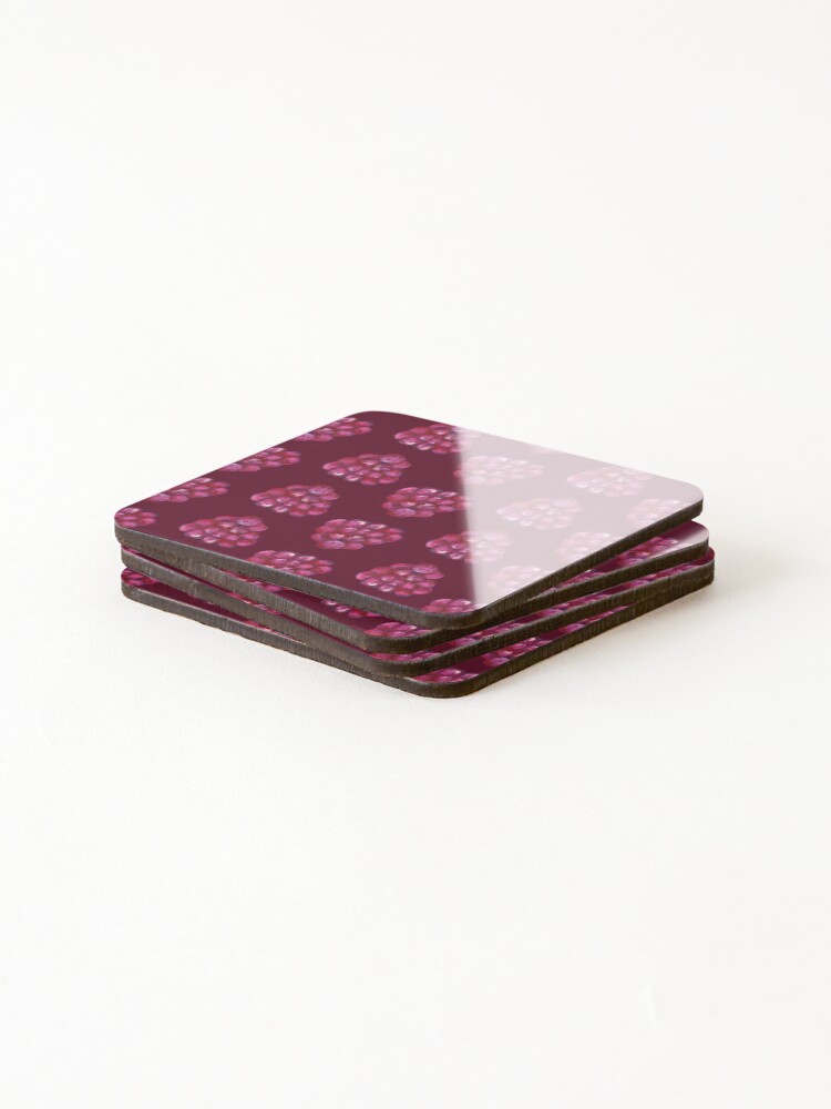 Thumbnail 4 of 5, Coasters (Set of 4), Hand Painted Raspberry Pattern on Pink designed and sold by TimorousEclectc.