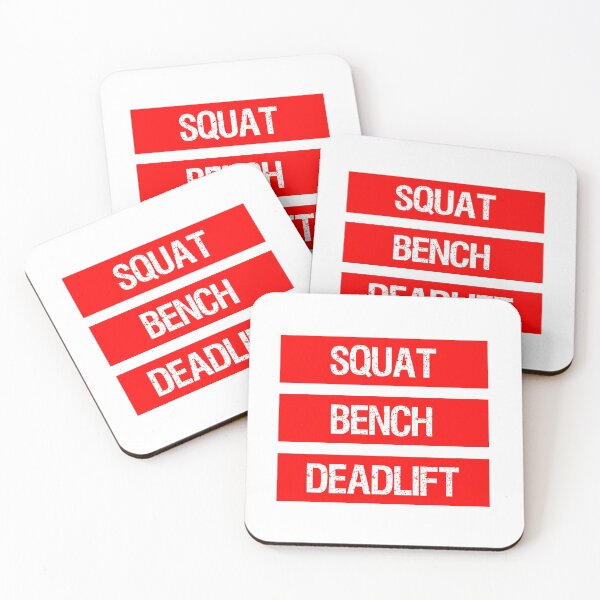 Item preview, Squat Bench Deadlift Powerlifting/Weightlifting Red and White designed and sold by liftingbros.
