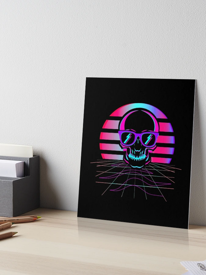 Synth Pop 80s & 90s Aesthetic Skull. Retro Vaporwave design