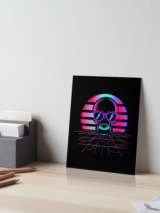 Synth Pop 80s & 90s Aesthetic Skull. Retro Vaporwave design print | Art  Board Print