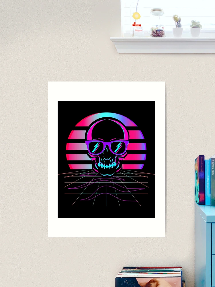 アート・デザイン・音楽 Synthetic Aesthetics Synth Pop 80s & 90s Aesthetic Skull. Retro Vaporwave design