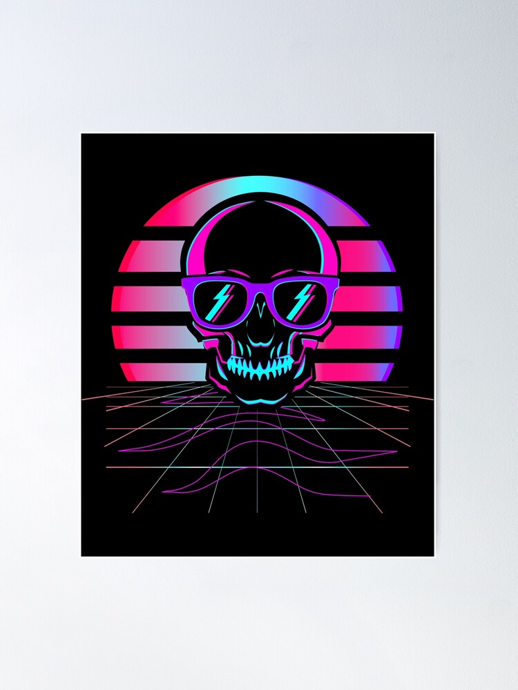 Hardcore Punk Music Artwork Vibrant Skull With Headphones